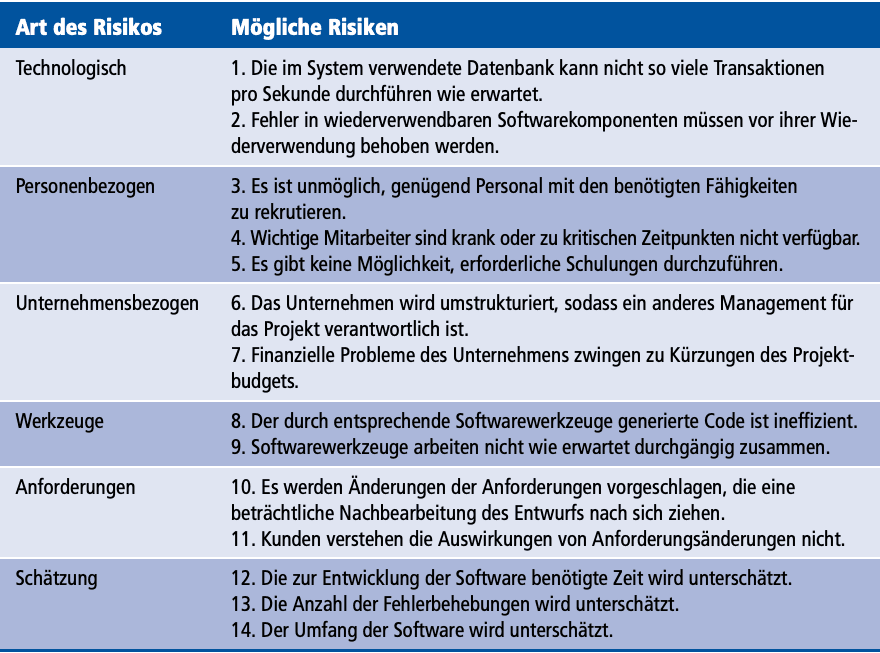 Beispiel für Risiken